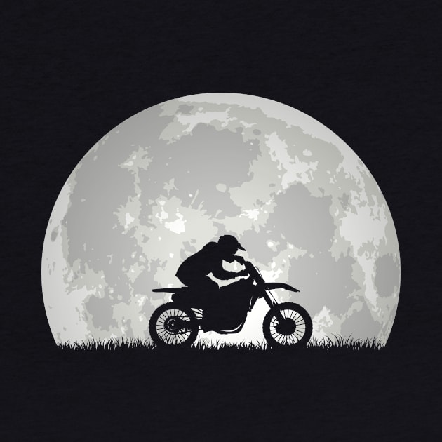 Motorcyclist at night in moonlight by POS